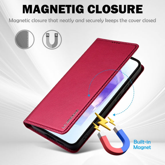 For Samsung Galaxy S24 FE 5G LC.IMEEKE L1 Series Frosted Fine Texture PU Phone Case(Red)