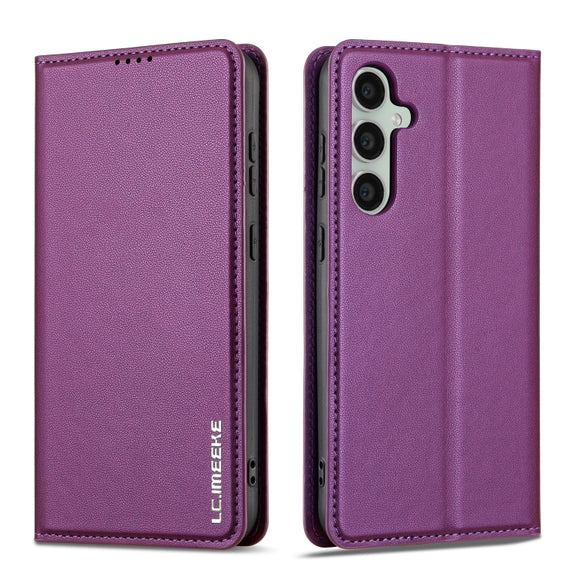 For Samsung Galaxy S24 5G LC.IMEEKE L1 Series Frosted Fine Texture PU Phone Case(Purple)