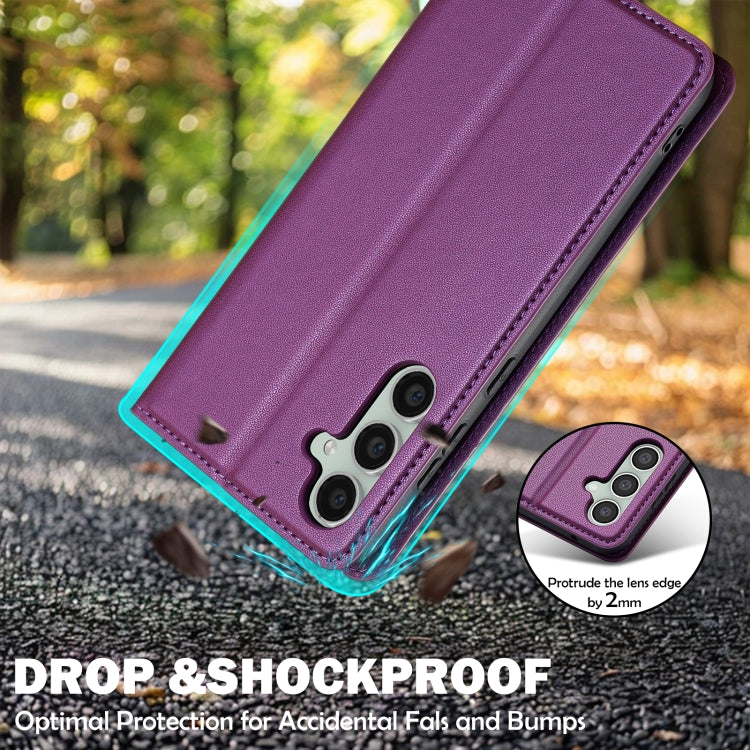 For Samsung Galaxy S24 5G LC.IMEEKE L1 Series Frosted Fine Texture PU Phone Case(Purple)