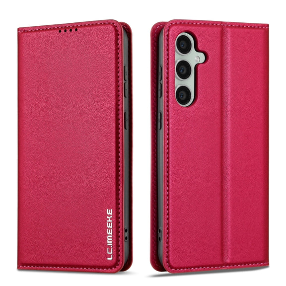 For Samsung Galaxy S24 5G LC.IMEEKE L1 Series Frosted Fine Texture PU Phone Case(Red)