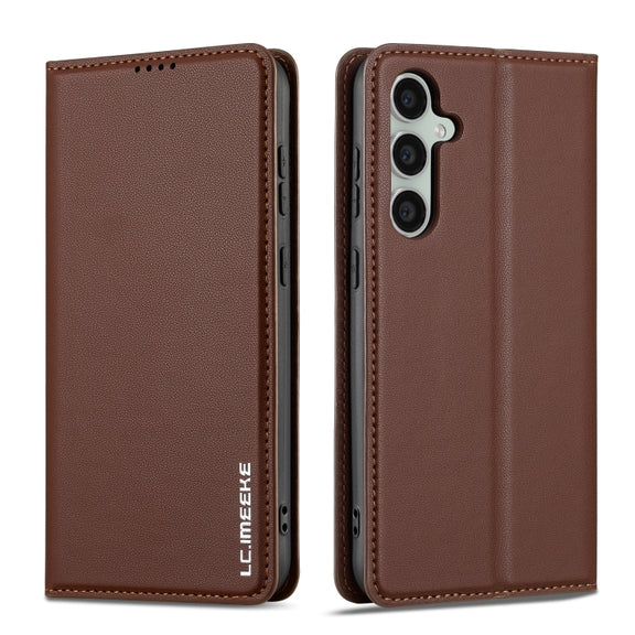 For Samsung Galaxy S24+ 5G LC.IMEEKE L1 Series Frosted Fine Texture PU Phone Case(Brown)