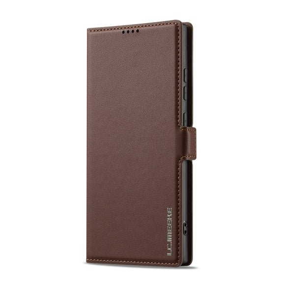 For Samsung Galaxy S25 Ultra 5G LC.IMEEKE L1 Series Frosted Fine Texture PU Phone Case(Brown)