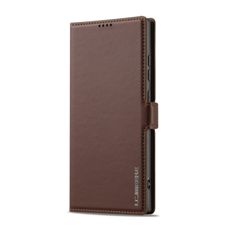 For Samsung Galaxy S25 Ultra 5G LC.IMEEKE L1 Series Frosted Fine Texture PU Phone Case(Brown)