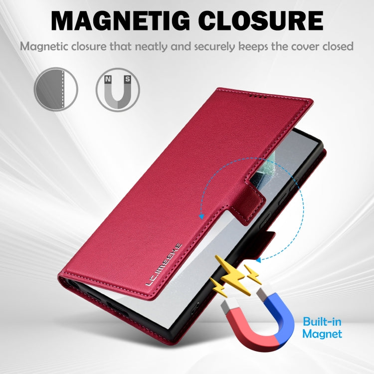 For Samsung Galaxy S25 Ultra 5G LC.IMEEKE L1 Series Frosted Fine Texture PU Phone Case(Red)