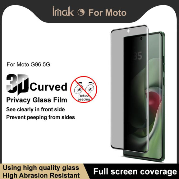 For Motorola Moto G96 5G imak 3D Curved HD Full Screen Anti-spy Tempered Glass Protective Film