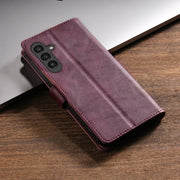 For Samsung Galaxy S24+ 5G N.BEKUS CSJ-P1 Solid Color Leather Phone Case(Wine Red)
