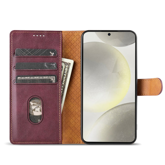 For Samsung Galaxy S24+ 5G N.BEKUS CSJ-P1 Solid Color Leather Phone Case(Wine Red)