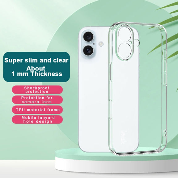 For iPhone 16 IMAK UX-5 Series Transparent TPU Phone Case