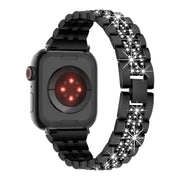 For Apple Watch SE 2023 44mm Bling Diamond Chain Metal Watch Band(Black)