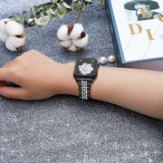 For Apple Watch SE 2023 44mm Bling Diamond Chain Metal Watch Band(Black)