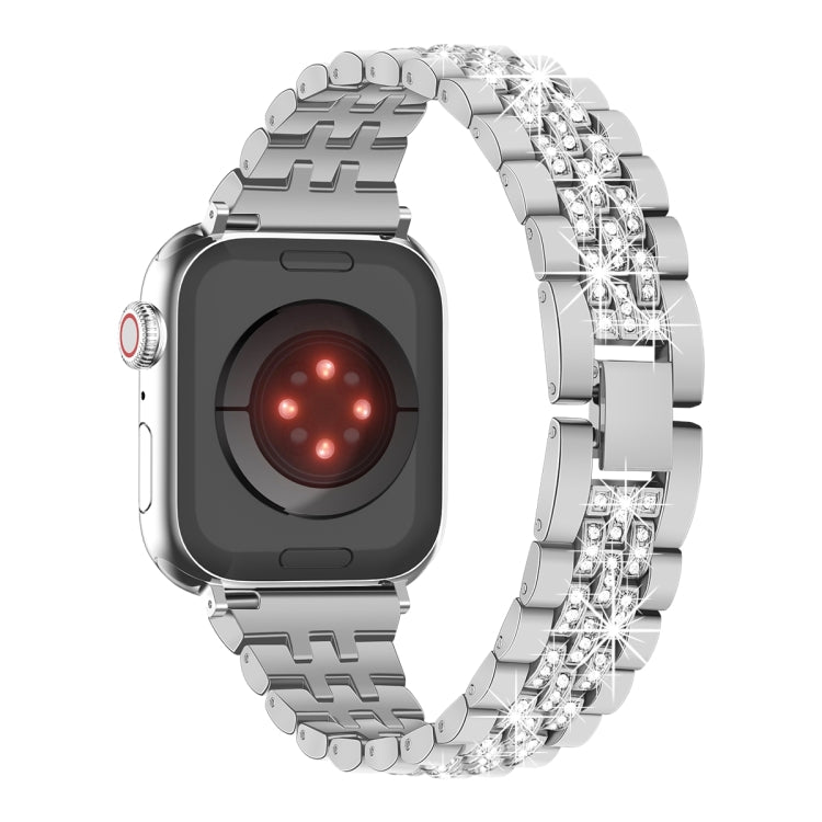 For Apple Watch SE 2023 44mm Bling Diamond Chain Metal Watch Band(Silver)