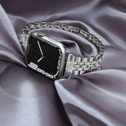 For Apple Watch SE 2023 44mm Bling Diamond Chain Metal Watch Band(Silver)