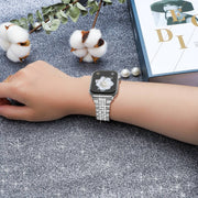 For Apple Watch SE 2023 44mm Bling Diamond Chain Metal Watch Band(Silver)
