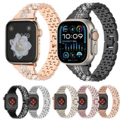 For Apple Watch SE 2023 44mm Bling Diamond Chain Metal Watch Band(Black)