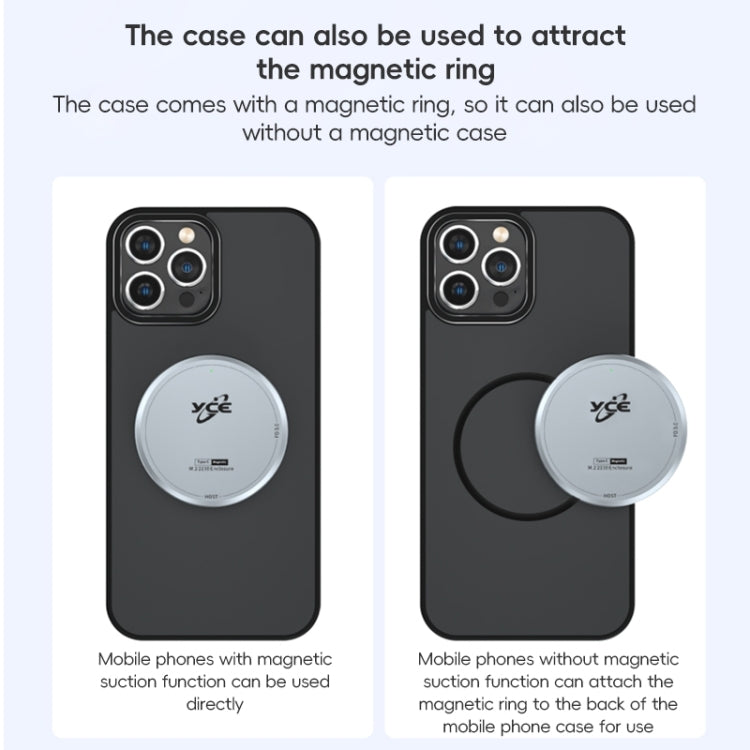 YCE-V195C USB-C / Type-C to M.2 NVMe + PD 3.0 Magnetic Hard Drive Enclosure(Grey) - HDD Enclosure by PMC Jewellery | Online Shopping South Africa | PMC Jewellery | Buy Now Pay Later Mobicred