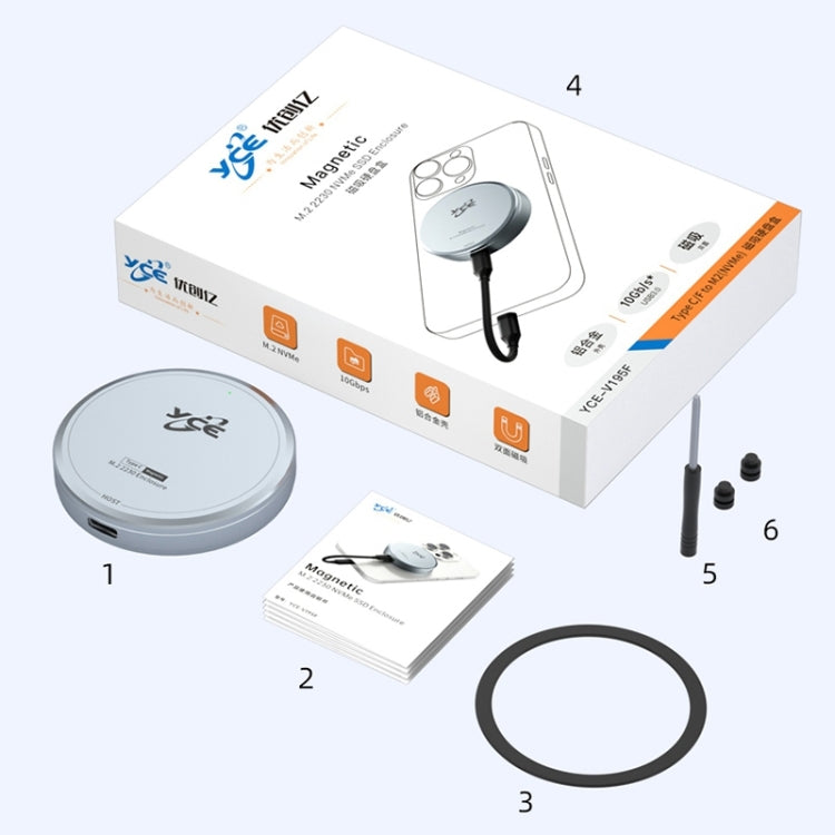 YCE-V195F USB-C / Type-C to M.2 NVMe Magnetic Hard Drive Enclosure(Grey) - free shipping - PMC Jewellery - Order now!