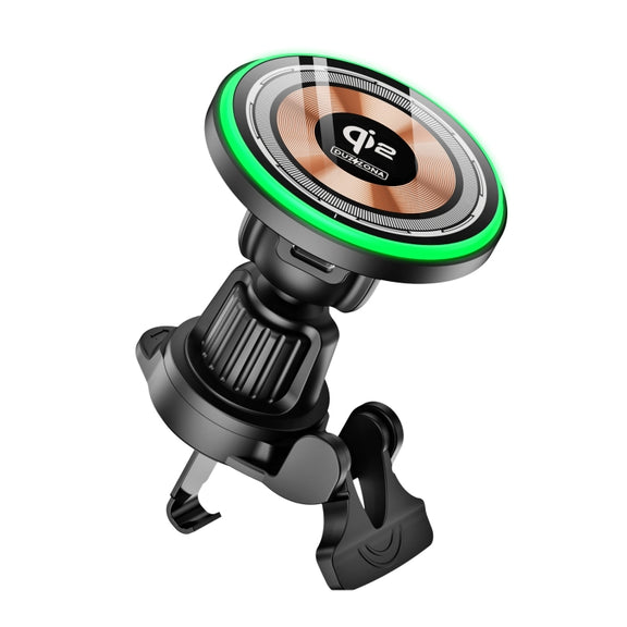 V5 15W Qi2 Air Outlet Car Transparent Magnetic Wireless Charging Holder(Black)