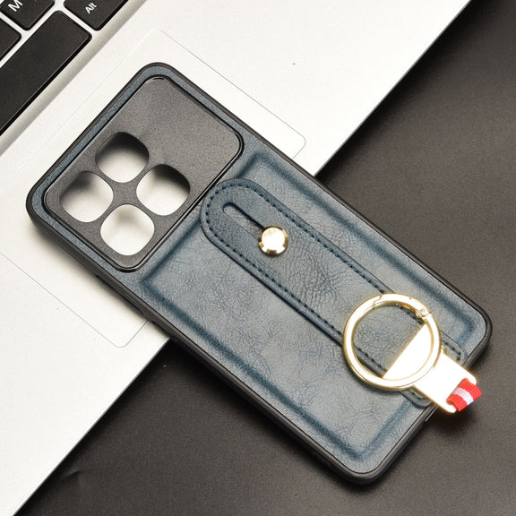 For Redmi K70 Ultra Wristband Leather Back Phone Case(Blue)