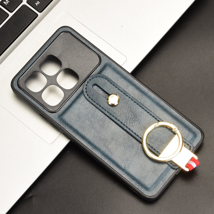 For Redmi K70 Ultra Wristband Leather Back Phone Case(Blue)