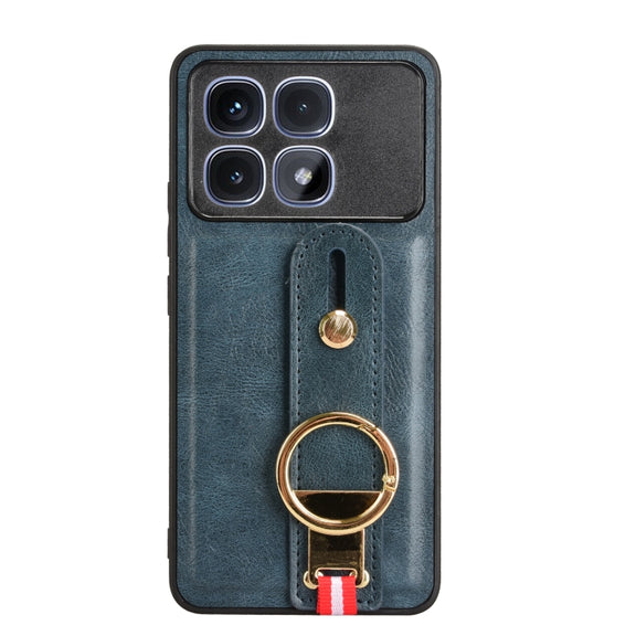 For Redmi K70 Ultra Wristband Leather Back Phone Case(Blue)