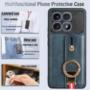 For Redmi K70 Ultra Wristband Leather Back Phone Case(Blue)