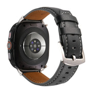 For Samsung Galaxy Watch Ultra 47mm Plain Genuine Leather Watch Band(Black)