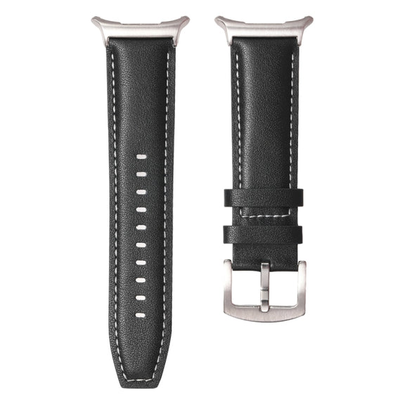 For Samsung Galaxy Watch Ultra 47mm Plain Genuine Leather Watch Band(Black)