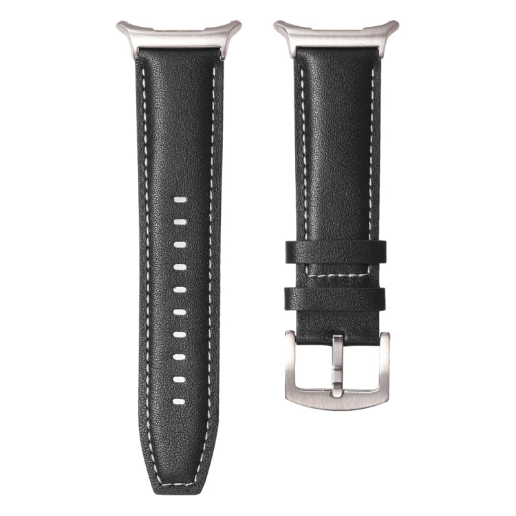 For Samsung Galaxy Watch Ultra 47mm Plain Genuine Leather Watch Band(Black)