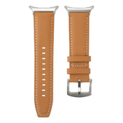 For Samsung Galaxy Watch Ultra 47mm Plain Genuine Leather Watch Band(Yellow Brown)