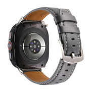 For Samsung Galaxy Watch Ultra 47mm Plain Genuine Leather Watch Band(Grey)