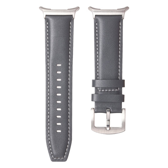 For Samsung Galaxy Watch Ultra 47mm Plain Genuine Leather Watch Band(Grey)