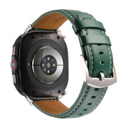 For Samsung Galaxy Watch Ultra 47mm Plain Genuine Leather Watch Band(Green)