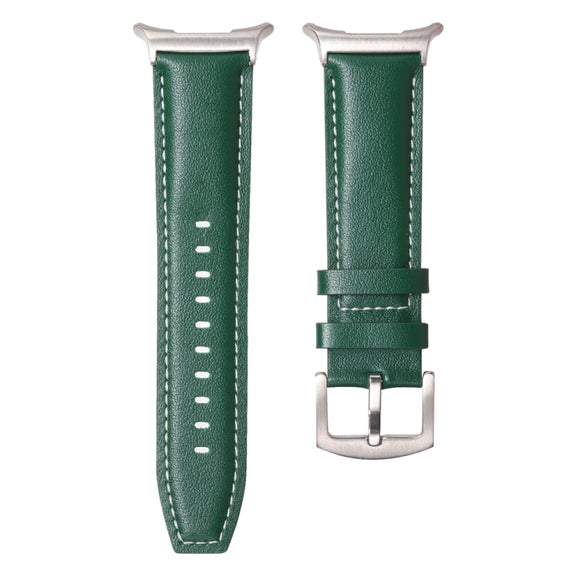 For Samsung Galaxy Watch Ultra 47mm Plain Genuine Leather Watch Band(Green)