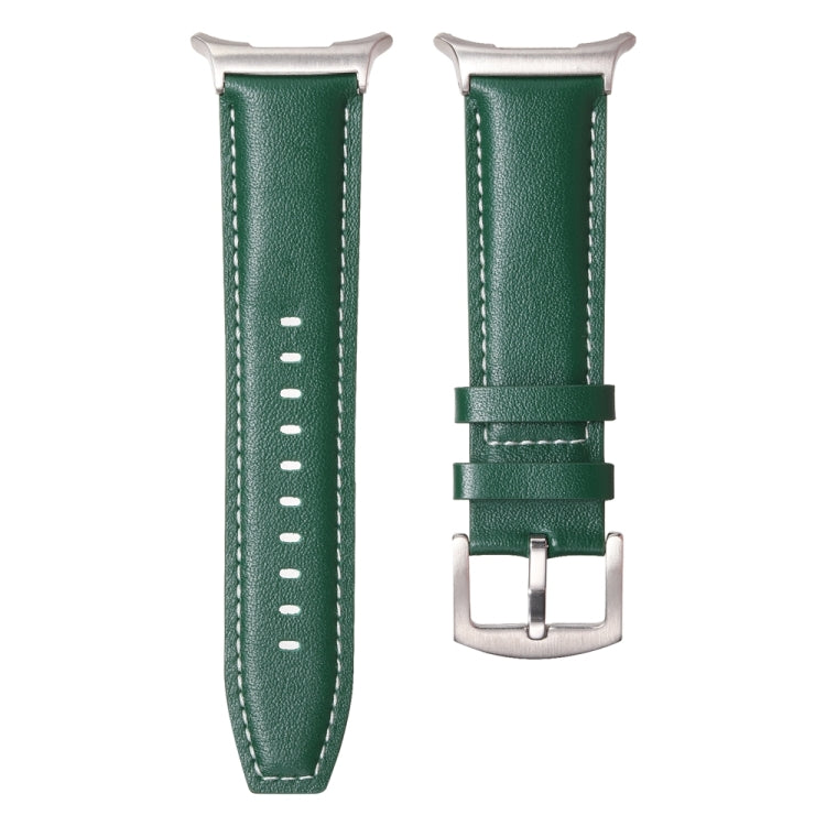 For Samsung Galaxy Watch Ultra 47mm Plain Genuine Leather Watch Band(Green)