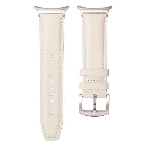 For Samsung Galaxy Watch Ultra 47mm Plain Genuine Leather Watch Band(Creamy White)