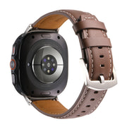 For Samsung Galaxy Watch Ultra 47mm Plain Genuine Leather Watch Band(Red Brown)
