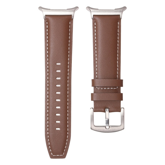 For Samsung Galaxy Watch Ultra 47mm Plain Genuine Leather Watch Band(Red Brown)