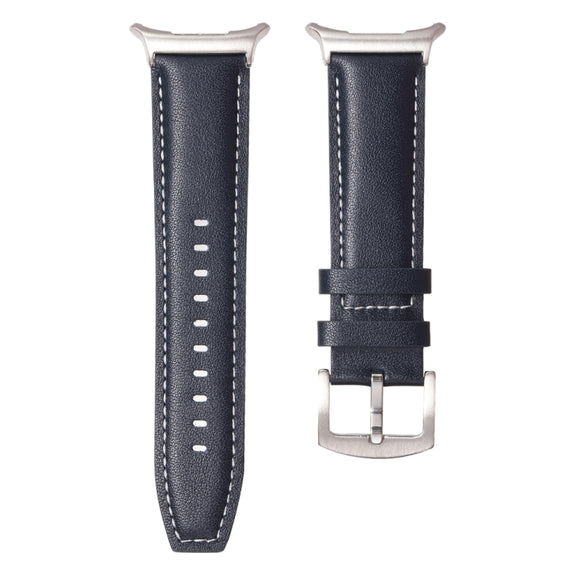 For Samsung Galaxy Watch Ultra 47mm Plain Genuine Leather Watch Band(Midnight Blue)