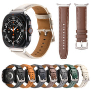 For Samsung Galaxy Watch Ultra 47mm Plain Genuine Leather Watch Band(Black)