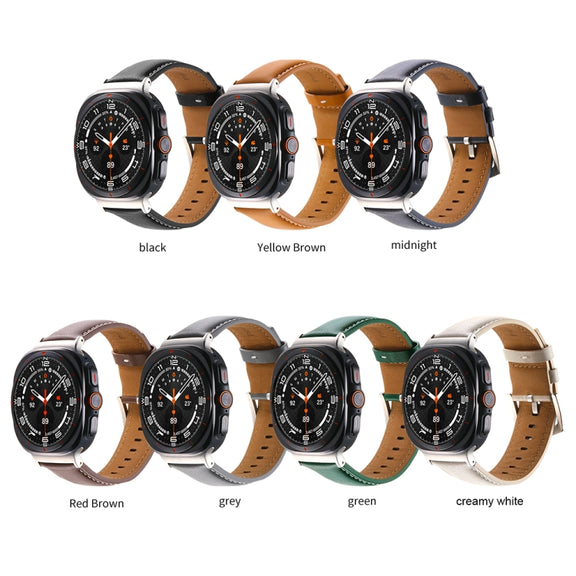 For Samsung Galaxy Watch Ultra 47mm Plain Genuine Leather Watch Band(Black)