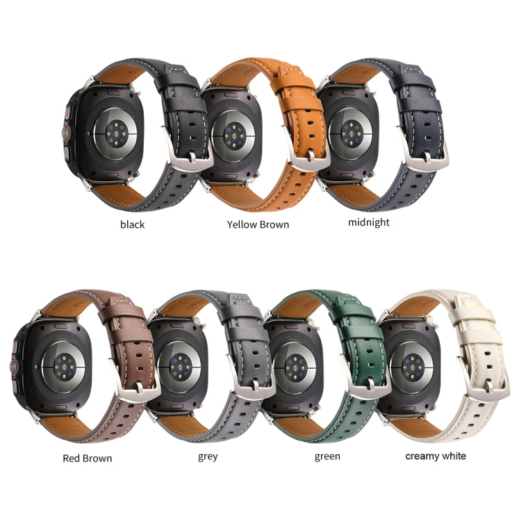 For Samsung Galaxy Watch Ultra 47mm Plain Genuine Leather Watch Band(Grey)