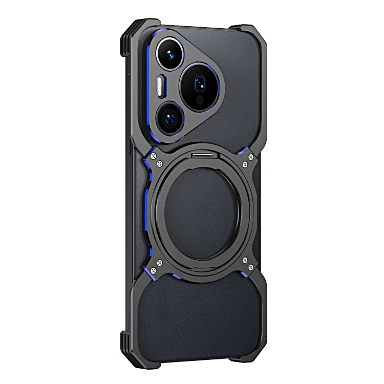 For Huawei Pura 70 Mechanical Arm Borderless MagSafe Holder Metal Phone Case(Black Blue) - Huawei Cases by PMC Jewellery | Online Shopping South Africa | PMC Jewellery | Buy Now Pay Later Mobicred