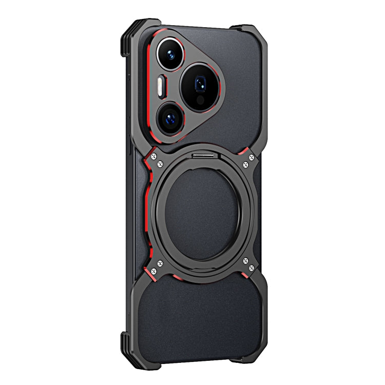 For Huawei Pura 70 Mechanical Arm Borderless MagSafe Holder Metal Phone Case(Black Red) - Huawei Cases by PMC Jewellery | Online Shopping South Africa | PMC Jewellery | Buy Now Pay Later Mobicred
