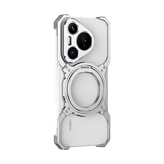 For Huawei Pura 70 Pro / 70 Pro+ Mechanical Arm Borderless MagSafe Holder Metal Phone Case(Silver)