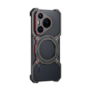 For Huawei Pura 70 Pro / 70 Pro+ Mechanical Arm Borderless MagSafe Holder Metal Phone Case(Black Red)