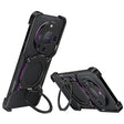 For Huawei Mate 60 Mechanical Arm Borderless MagSafe Holder Metal Phone Case(Black Purple) - Huawei Cases by PMC TechLife | Online Shopping South Africa | PMC TechLife | Buy Now Pay Later Mobicred