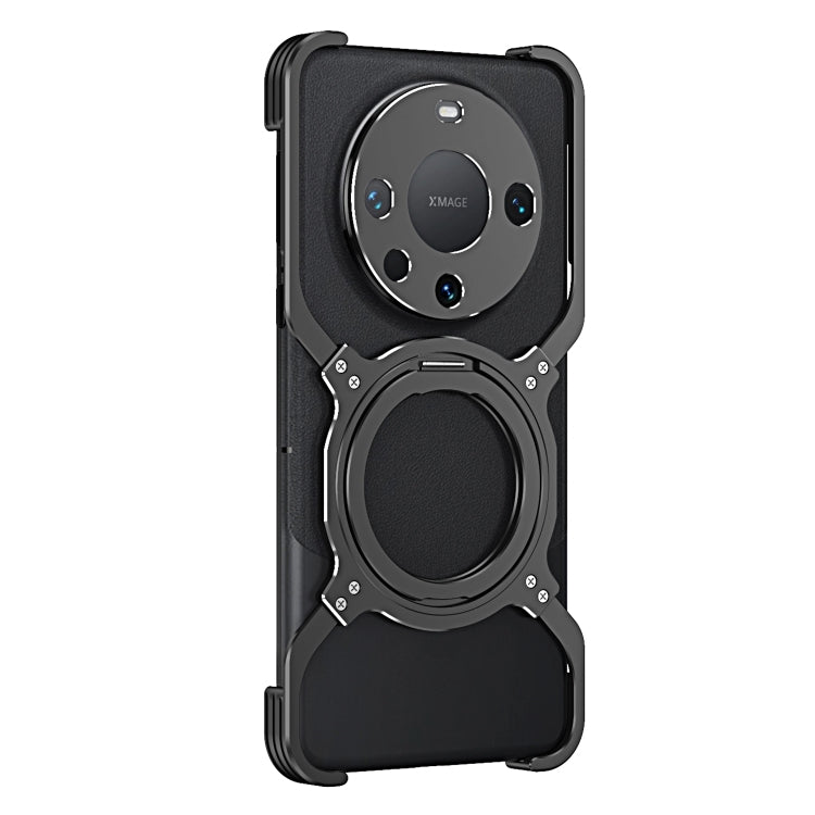 For Huawei Mate 60 Mechanical Arm Borderless MagSafe Holder Metal Phone Case(Black Silver) - Huawei Cases by PMC TechLife | Online Shopping South Africa | PMC TechLife | Buy Now Pay Later Mobicred