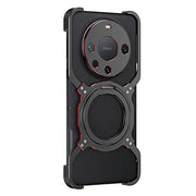 For Huawei Mate 60 Pro Mechanical Arm Borderless MagSafe Holder Metal Phone Case(Black Red)