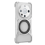 For Huawei Mate 60 Pro+ Mechanical Arm Borderless MagSafe Holder Metal Phone Case(Silver)