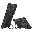 For Huawei Mate 60 Pro+ Mechanical Arm Borderless MagSafe Holder Metal Phone Case(Black Silver) - Huawei Cases by PMC TechLife | Online Shopping South Africa | PMC TechLife | Buy Now Pay Later Mobicred